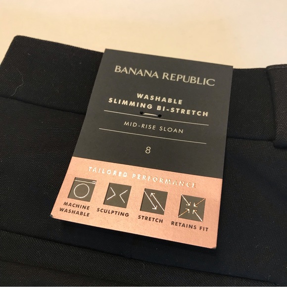 NWT Banana Republic Mid-rise Sloan Ankle Length Black Pants Size 8 $89. - Picture 5 of 9